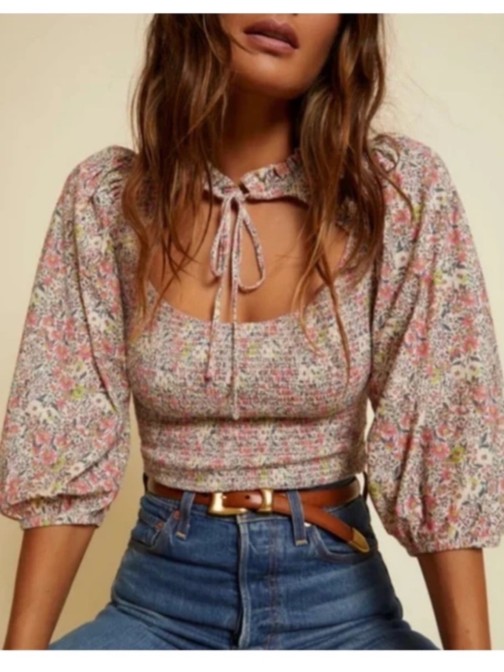 Nation LTD Abrielle fem smocked blouse